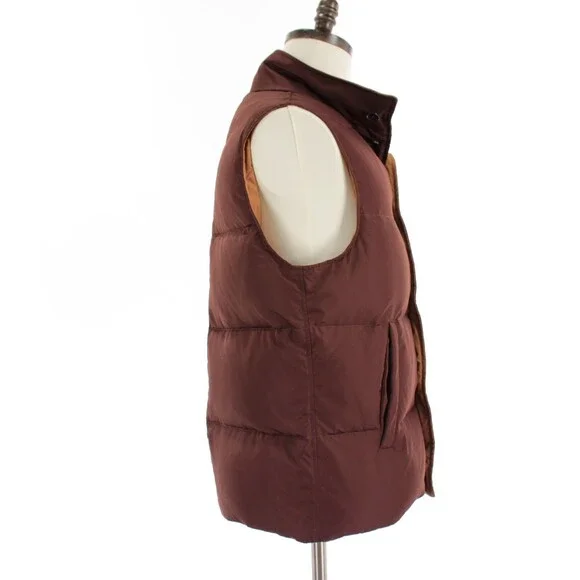 Luciano Barbera NWD Down Puffer Vest Size 50 (US M) in Brown 100% Polyester